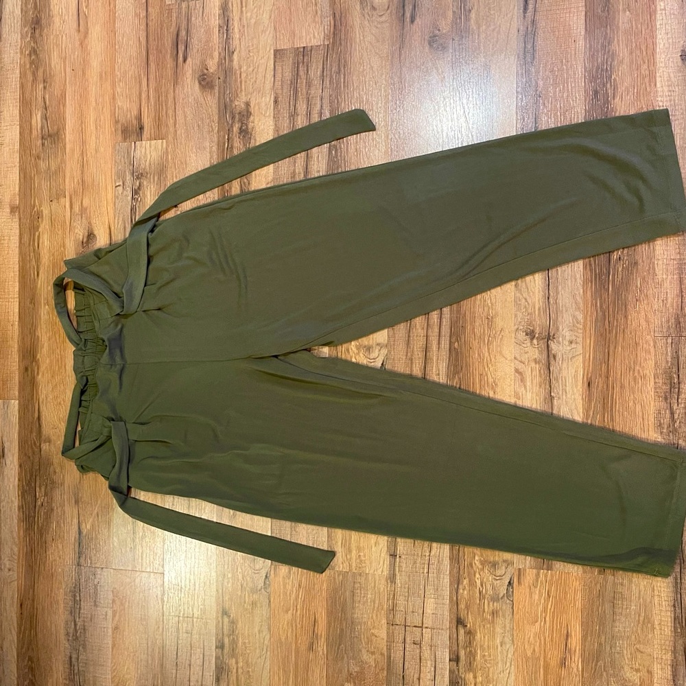 High Waist Solid Color Loose Pocket Trouser